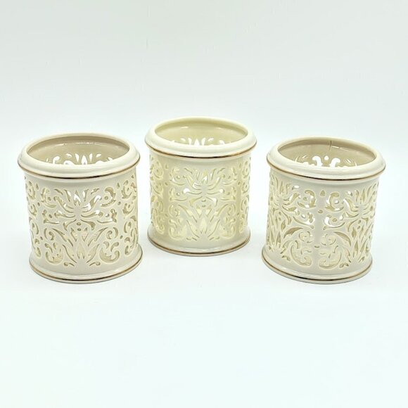 Lenox Illuminations Porcelain Pierced Candle Holders (3) - Picture 2 of 7